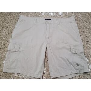 U. S. Polo Cargo Shorts Mens 44 Khaki 100% Cotton Pockets